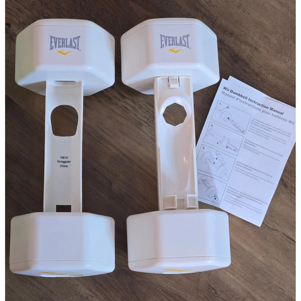 Everlast 2lb Dumbbells for Nintendo Wii Fit White Weighted Controller Shells 2pk